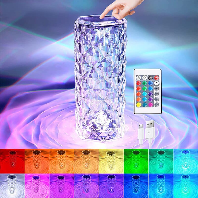 Crystal Table Lamp 16 Colors USB Rechargeable LED Room Decoration lamp